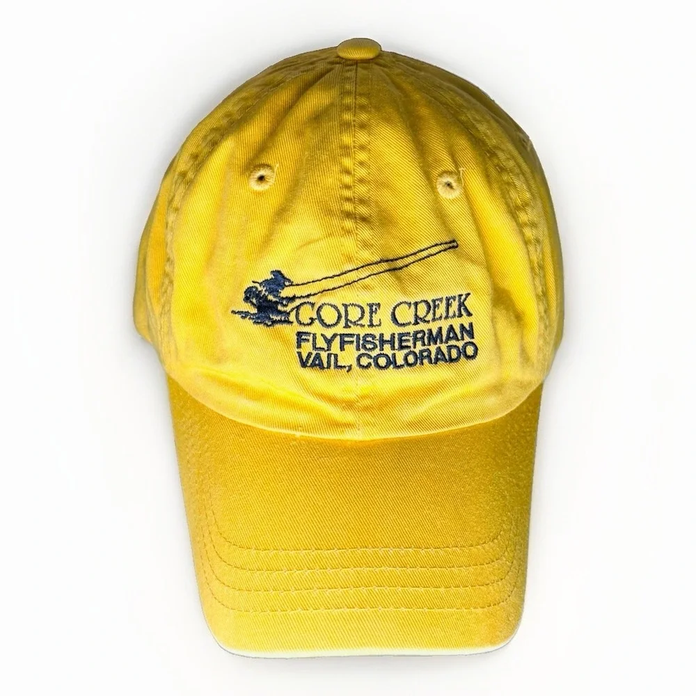 Imperial Gore Creek Flyfisherman Hat Vail Colorado Fishing Yellow Dad Cap Strap